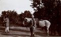 Colonel Sir Charles J Melliss VC with horse and groom, India, 1910 (c)