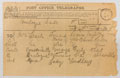 Telegram from Lady Rachel Dudley to Florence Leach about her visit to France, 1 December 1916.