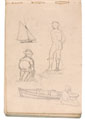 Sketch children and sailing boat, no date