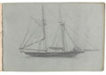 Sketch of a sailing boat, no date
