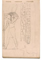Sketch of ancient Egyptian hieroglyphs and wall paintings, no date