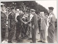 General Sir Charles Keightley, Commander of Operation Muskateer, meets French paratroopers at Suez, 1956