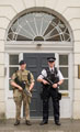 Soldier of The King's Troop, Royal Horse Artillery, on security duty alongside armed officer of the Metropolitan Police, Operation TEMPERER,London, 29 May 2017