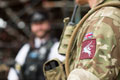 A soldier from 2nd Battalion The Parachute Regiment, with a member of the Metropolitan Police, Operation TEMPERER, London, 29 May 2017