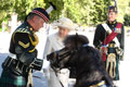 Queen Elizabeth II meets Pony Major Corporal Mark Wilkinson, Royal Regiment of Scotland, and regimental mascot, 'Cruachan IV', 2016