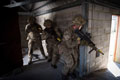 Soldiers from the Royal Anglian Regiment engaged in urban warfare training, Lydd Ranges, 2017
