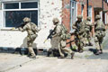 Soldiers from the Royal Anglian Regiment engaged in urban warfare training, Lydd Ranges, 2017