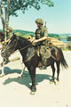 King's Royal Hussars on mounted patrol, Mrkonjic Grad area, Bosnia, 1997