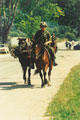 King's Royal Hussars on mounted patrol with pack horses, Mrkonjic Grad area, Bosnia, 1997