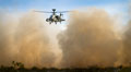 An Army Air Corps Apache helicopter on exercise in the Mojave Desert, California, 2016