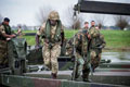 British and German engineers construct a pontoon bridge, Germany, 2016