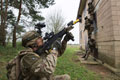 2nd Battalion The Royal Anglian Regiment storming a building at the Stanford Training Area, Norfolk, November 2015