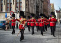 Grenadier Guards band perform in the streets of Bruges, Belgium, 2016