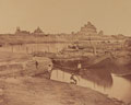 'Bridge of Boats over the Gumti (River) near the Chattar Manzil and Fusseed Bakah or Old Palace', Lucknow, India, 1858 (c)