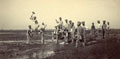 'Pioneer class making bamboo pier across marsh. Rurki 1909', Roorkee, India, 1909