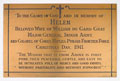 Commemorative plaque, Helen du Gard Grey, wife of Major General William du Gard Gray, Coke's Rifles, Punjab Frontier Force, Christmas Day, 1911
