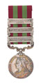 India Medal 1895-1902, with three clasps: 'Relief of Chitral 1895', 'Tirah 1897-98' and 'Punjab Frontier 1897-98', Private James Hamilton, 1st Battalion, The Buffs (East Kent Regiment)