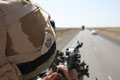 A member of 4th Battalion, Mercian Regiment (Cheshires, Worcesters and Foresters, and Staffords) at a vehicle checkpoint, Helmand Province, Afghanistan, 2009