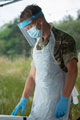An officer of 47 Regiment, Royal Artillery, with a COVID-19 Mobile Testing Unit, West Midlands, 12 June 2020