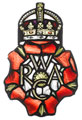 A piece of stained glass window commemorating the Women's Royal Army Corps (WRAC) from Guildford Cathedral, 1957 (c)