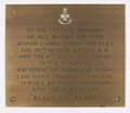 Brass commemorative plaque in memory of officers and men of the Scinde Camel Corps, the 6th Punjab Infantry, the 59th Scinde Rifles Frontier Force, and the 6th Royal Battalion (Scinde) 13 Frontier Force Rifles, 1843-1947