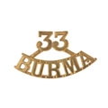 Shoulder title, 33rd Burma Infantry, 1901-1903