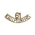 Shoulder title, 61st King George's Own Pioneers, 1910-1922