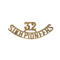 Shoulder title, 32nd Sikh Pioneers, 1901-1922
