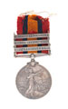 Queen's South Africa Medal 1899-1902, with three clasps: 'Cape Colony', 'South Africa 1901', and 'South Africa 1902', Private P McGarry, Connaught Rangers