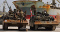 Challenger Armoured Recovery Vehicles disembarking at Kuwait, 2003
