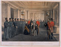 'Her Majesty and HRH The Prince inspecting the wounded soldiers of the Grenadier Guards, at Buckingham Palace', 20 February 1855