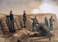 A 13-inch mortar of the Royal Artillery in action, 1855 (c)