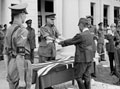 Formal surrender by Japanese General Itagahi of his sword, Kuala Lumpur, 1946