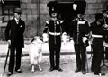 Sir Luke O'Connor VC with the regimental goat of the Royal Welsh Fusiliers, 1910 (c)