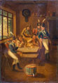 A recruiting party, including infantry and light dragoons, drinking and smoking in a tavern, 1805
