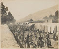 The Chief Commissioner and the Mehtar riding through the Chitral Bazaar, 1919