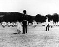 Regimental goat and goat major, Royal Welch Fusiliers, at Tidworth Tattoo, 1934