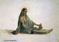 'Syce's wife, grinding grain', India, 1870 (c)