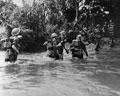 British troops fording a stream in Burma, 1944