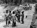 Indian troops repairing a bridge, Burma, 1945