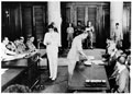 The Japanese Forces surrendering to the Supreme Allied Commander, South East Asia, Admiral Lord Louis Mountbatten, Singapore, 12 September 1945