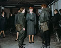 HRH Duchess of Kent talking to Women's Royal Army Corps personnel who are wearing Nuclear, Biological and Chemical (NBC) suits, 1980