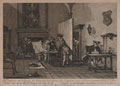 British officers study a map in their billet, 1776 (c)