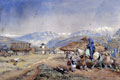 Woman in a blue cloak riding towards a Circassian village, 1857