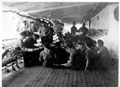 An officer lecturing men of the West Riding Regiment en route to South Africa, 1900.