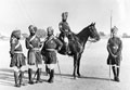 Four dismounted and one mounted Indian cavalrymen, Quetta, 1897.
