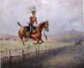 A mounted officer of the 13th Regiment of (Light) Dragoons jumping a fence, 1835 (c)