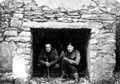 'Cyclops & Jimmy sheltering from the rain', 3rd County of London Yeomanry (Sharpshooters), Cherfold, Surrey, 1941