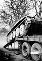 A15 Crusader Mark I tank of 3rd County of London Yeomanry (Sharpshooters) driving on to a transporter, Parham, West Sussex, 1941