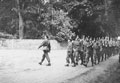 'B' Squadron, 3rd County of London Yeomanry (Sharpshooters), returning from Church Parade at Rushton, Northamptonshire, 1940